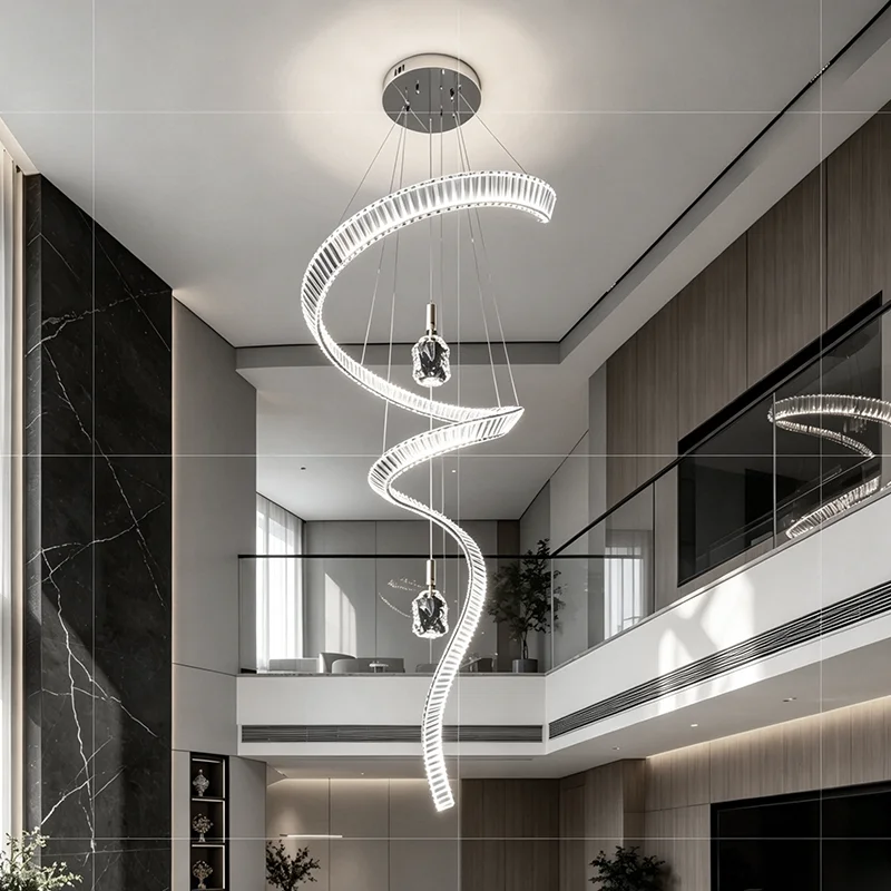 

Luxury Modern Crystal Chandelier LED Pendant Light Indoor Ceiling Lamp Home Decor for Living Room Staircase Hallway Villa