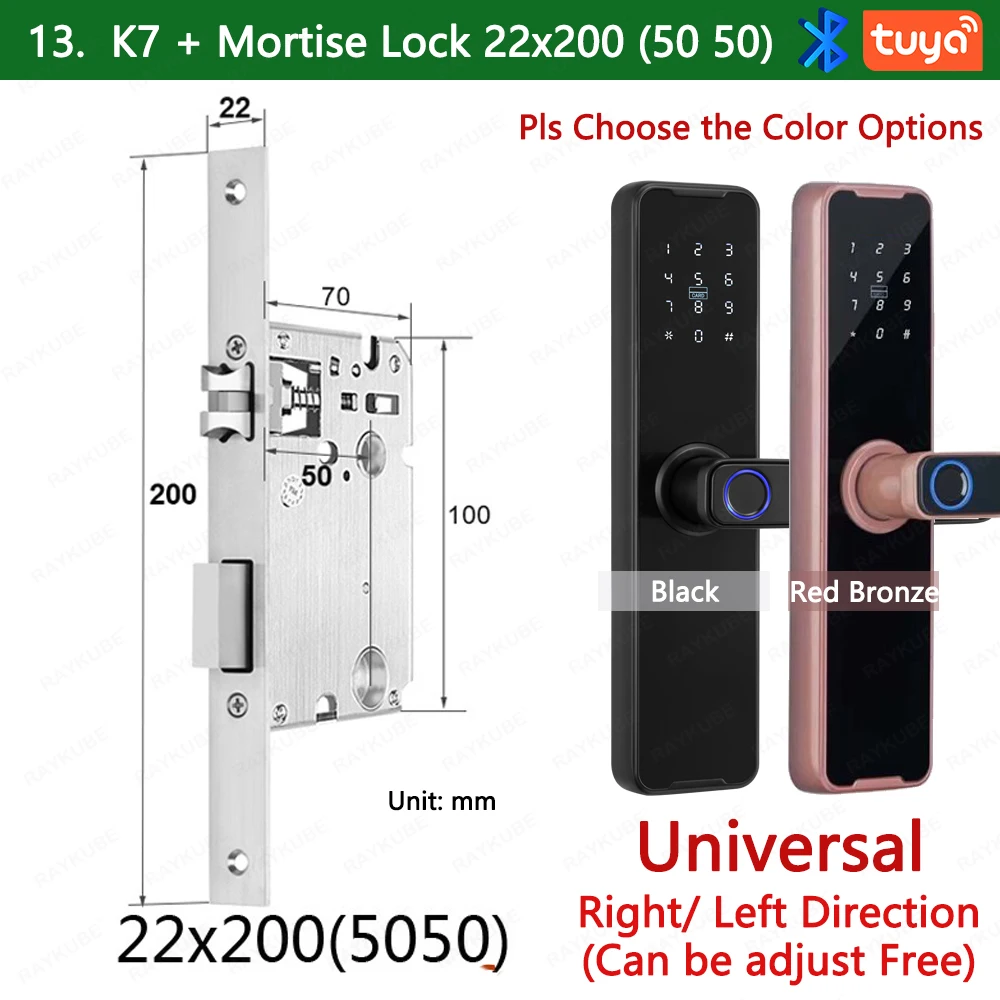 RAYKUBE Biometrisch vingerafdrukdeurslot K7 Pro+ Smart Lock Tuya-app Ontgrendeling op afstand Keyless Lock Elektronisch deurslot - afbeelding 1