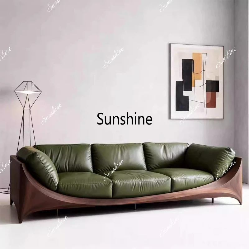 

New Chinese style, solid wood sofa, simple and modern hotel living room furniture