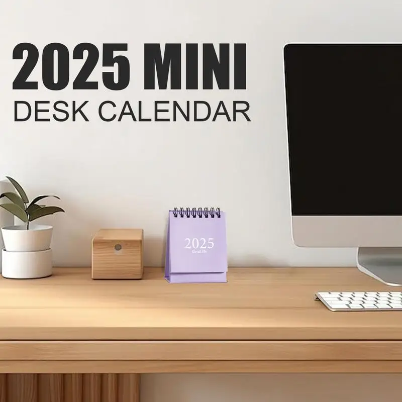 Desk Calendar Small Standing 360 Degree Page Turning Small Desk Calendar 2025 Double-Sided Standing Flipping Portable Calendar