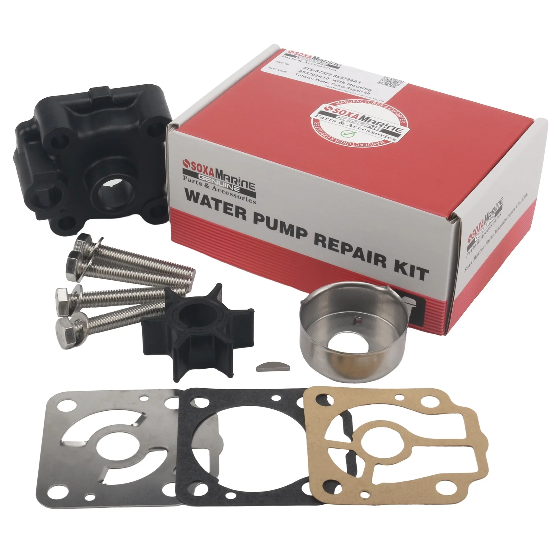 

3T5-87322-0 Impeller Repair Kit with Housing Fits for Nissan Tohatsu Mercury 40HP 50HP Outboard Engines Cooling System 8M0046094