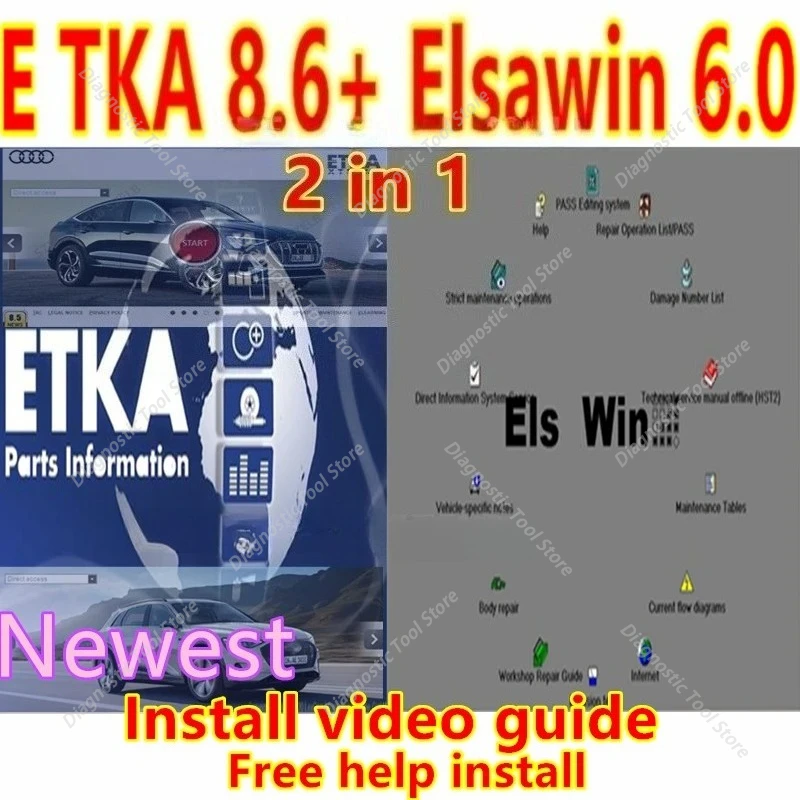 2025 Etka 8.6 + elsawin 6.0 for A-udi for V-W Auto Car Repair Software Group Vehicles Electronic Parts Catalog Multi-Languages