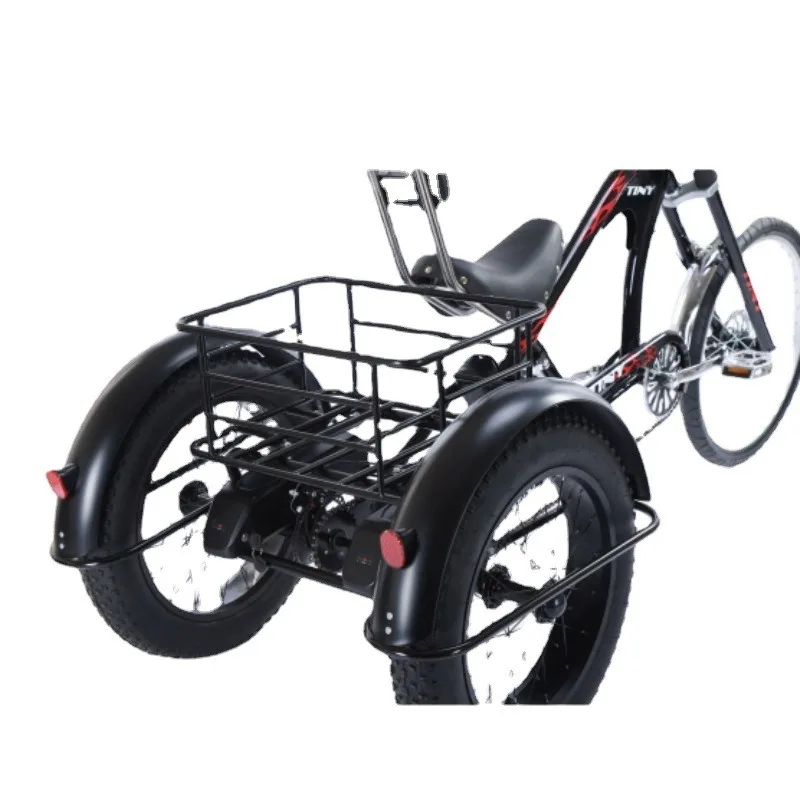 New electric tricycle 350W48V50AH lithium battery city travel cargo E-bike with vegetable basket adult three-wheel Electric bike