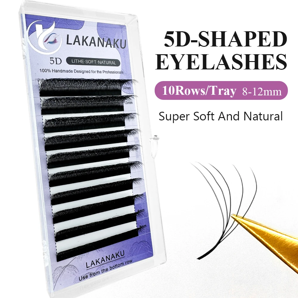 High Quality 5D W Shape Eyelashes Fluffy Premade Lashes Extensions D Curl Cilios W