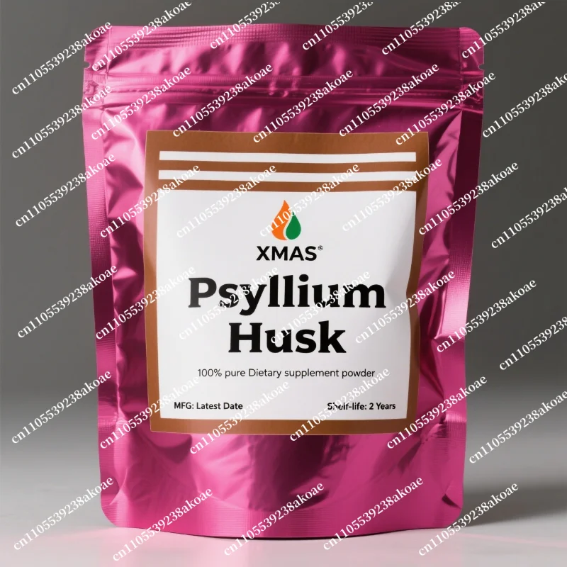 Venta caliente mundial de fábrica, embalaje de bolsa de papel de aluminio sellado personalizado, 100% polvo de cáscara de Psyllium, precio más bajo, entrega rápida