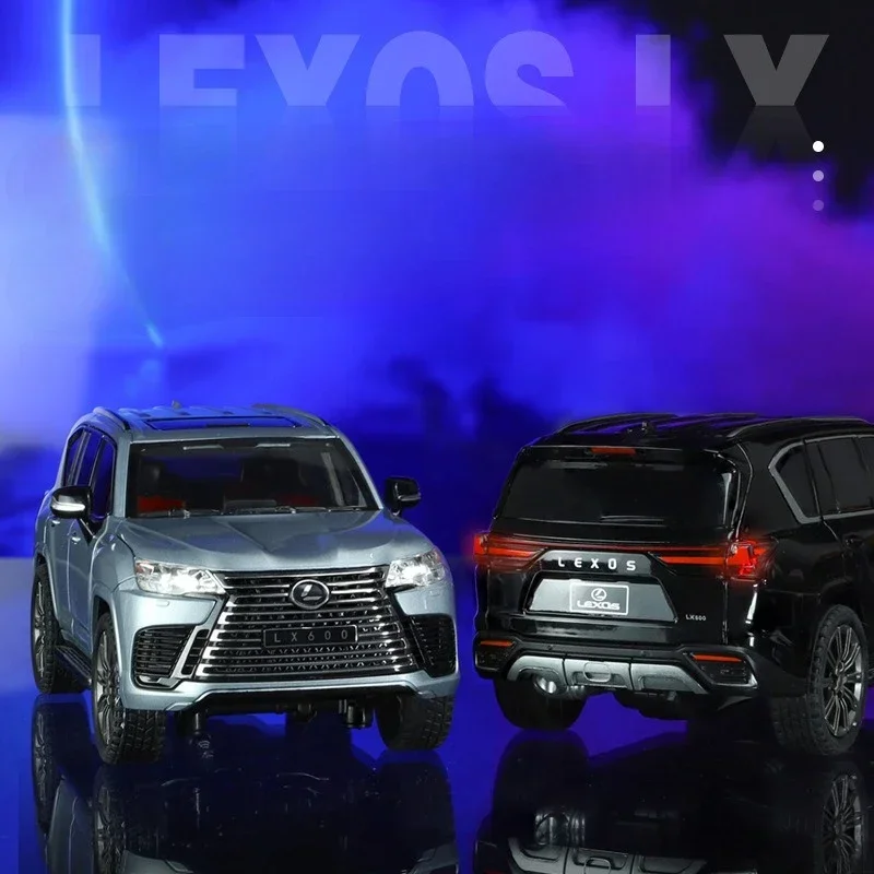 Modèle de voiture Lexus LXfemale SUV en alliage pour enfants, son et lumière, côtes arrière, véhicule jouet à collectionner, cadeau d'anniversaire, échelle 1:24