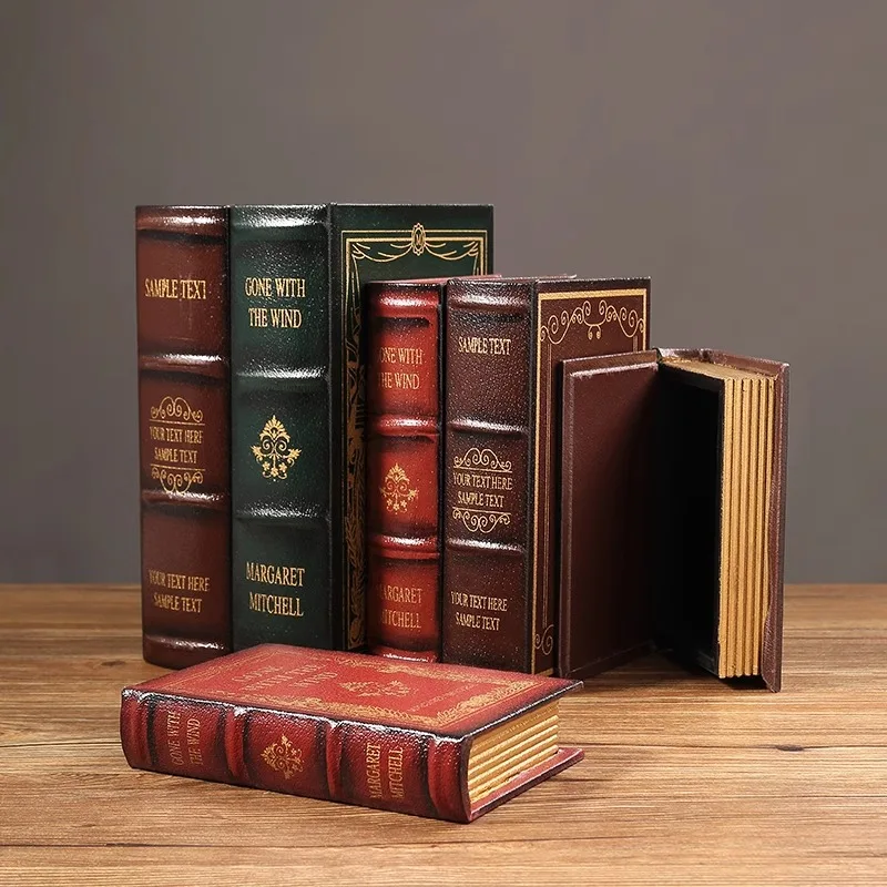 English wooden fake book Art Ornaments Luxury European retro fake book storage box Photography props home decoration Accessories