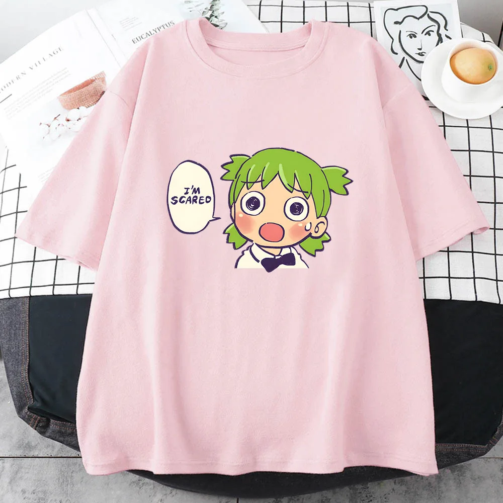 Azumanga Daioh Yotsuba تي شيرت المرأة موضة انمي ياباني بلايز 100% قطن تي شيرت الملابس النمط الكلاسيكي الشعور بالتصميم