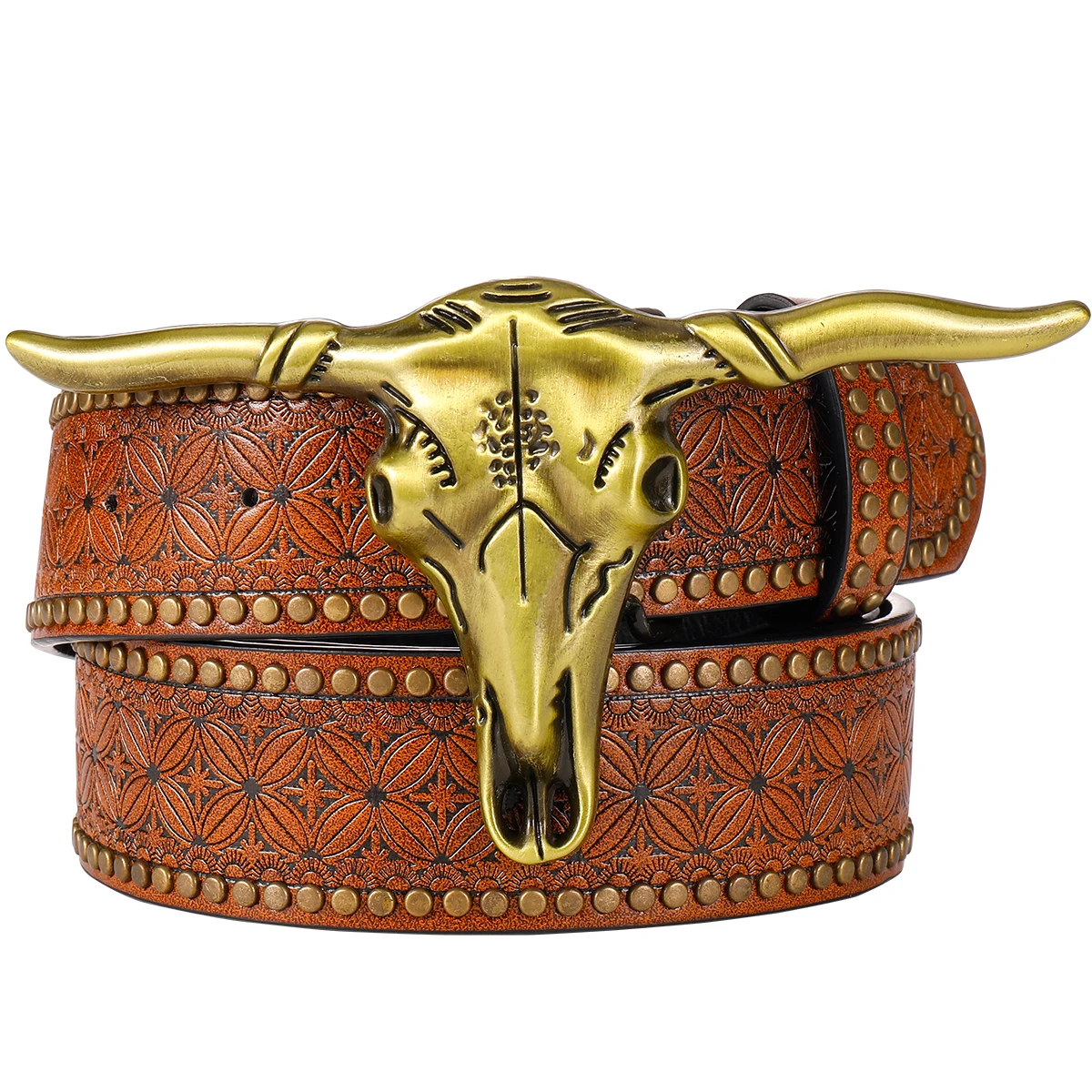 New Queue Trend Item Western Denim Style Belt for Men, High-Quality Leather, Niche Design Men's Belt,