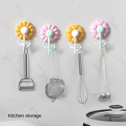 New Flower Suction Cup Hook Wall-mounted Vacuum Traceless Home Hook Sunflower Bathroom Accessories Door Behind The Coat Rack