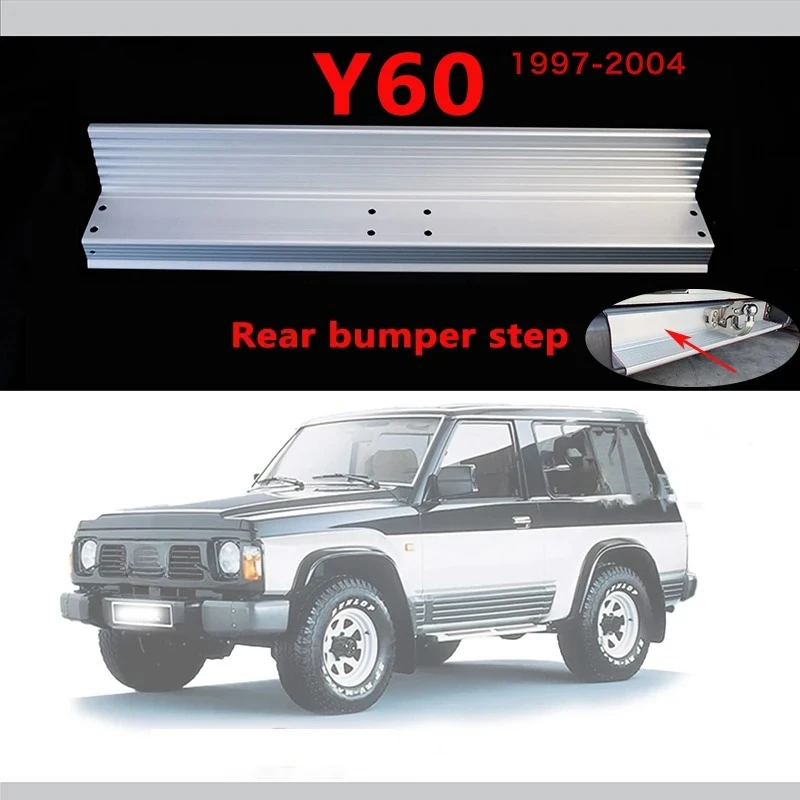 Marchepied de hayon en alliage d'aluminium pour Nissan Patrol Y60 Safari, protection de pare-chocs arrière, installation non destructive