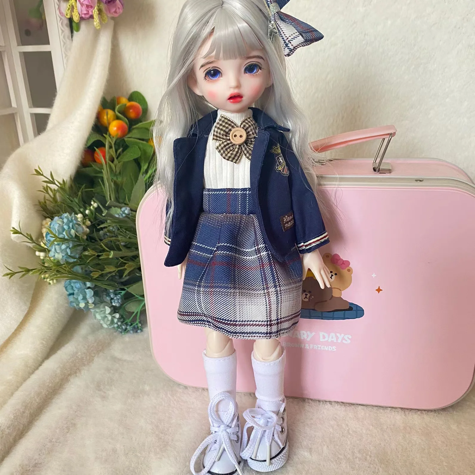 DIY 30Cm 1/6 BJD Doll Winter Dress Set 21 Movable Joint Makeup Cute Girl Brown Eyes Doll with Fashionable New Skirt DIY Toy Gift