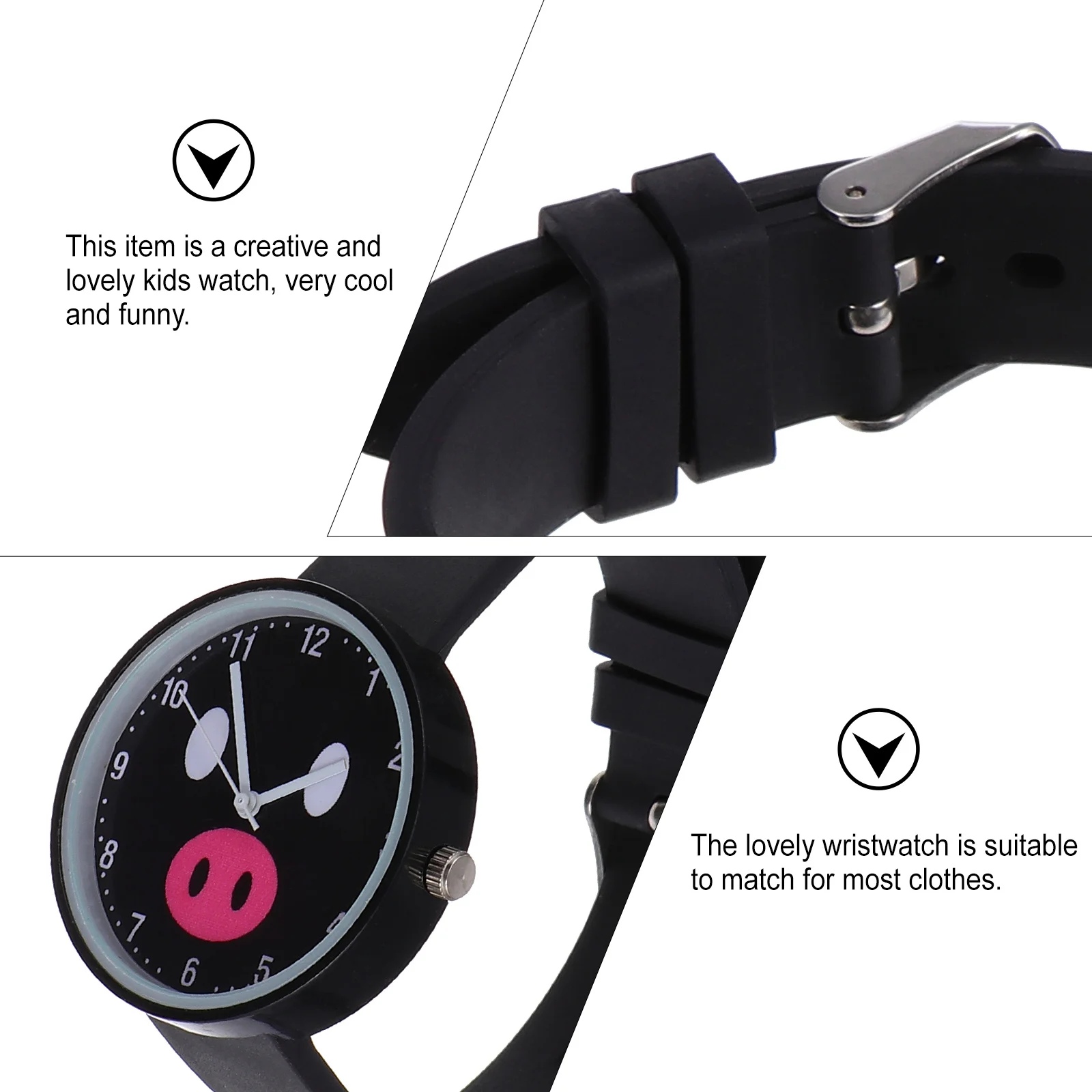 Orologio in silicone da 2 pezzi, design simpatico cartone animato, movimento al quarzo impermeabile per un regalo di compleanno da indossare ogni giorno