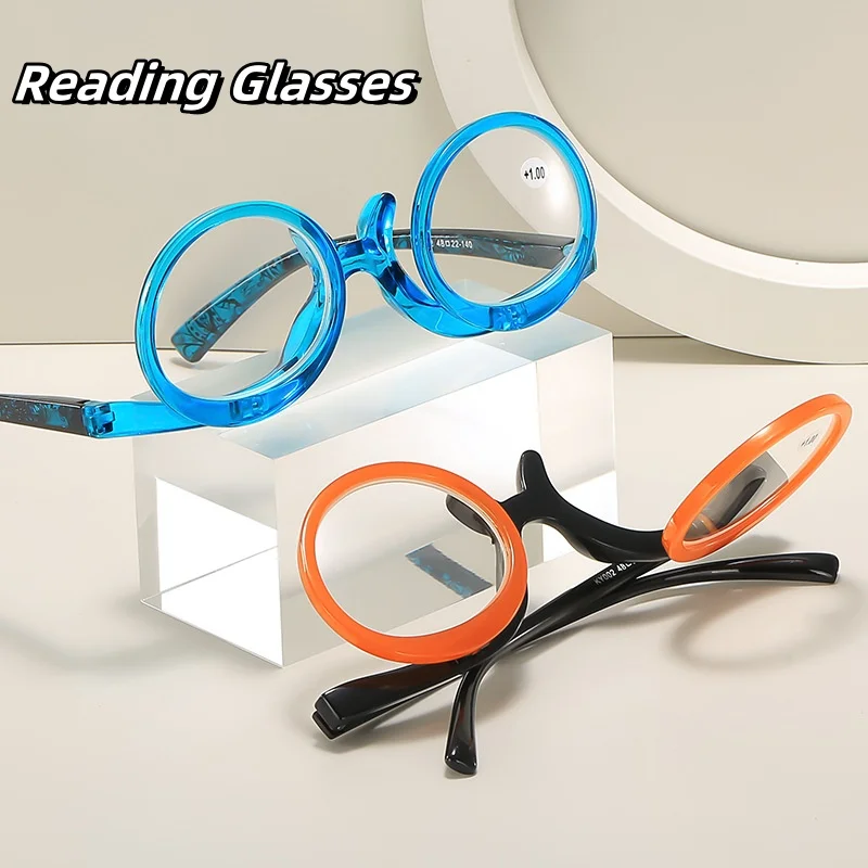 Single Piece Flip Makeup Reading Eyewear New Multi-color Frame Flip Up and Down Makeup Presbyopia Eyewear Spring Foot Glasses