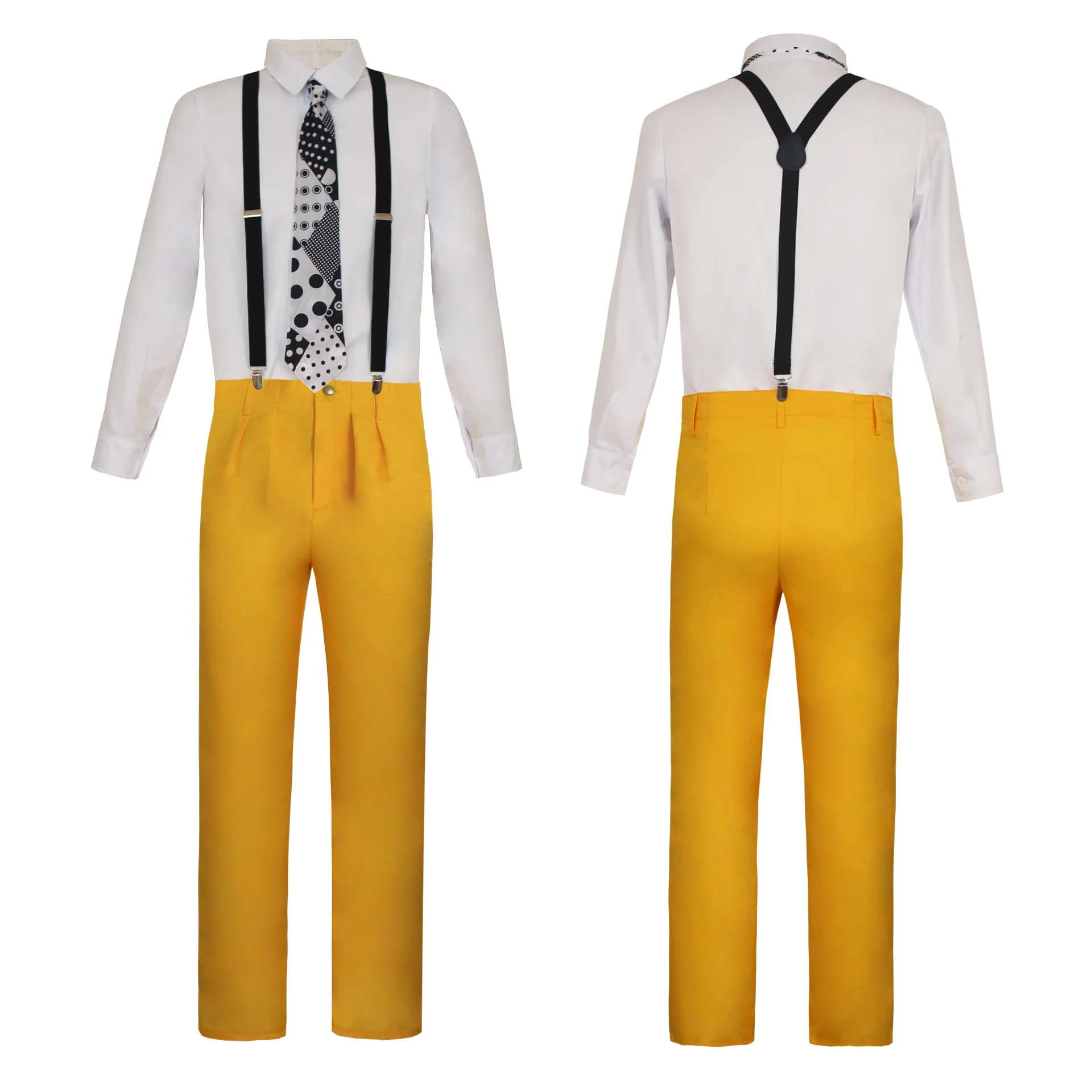 Movie JimCarry Cosplay Costume JimCarry Green Mask Set Man Modern Saint Jim Carrey Suit Yellow Suits Cosplay Set for Halloween