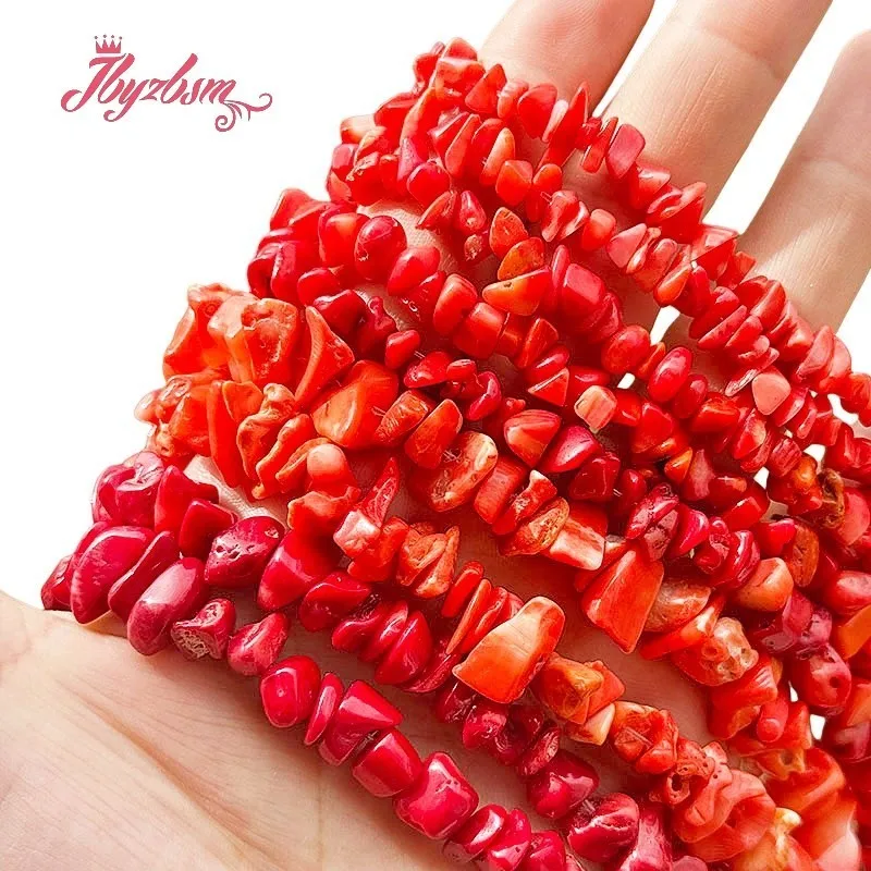3x6-5x10mm Natural Coral Iregular Freefrom Chips Stone Beads for DIY Loose Accessories Necklace Bracelet Strand 15 Inch /32 inch
