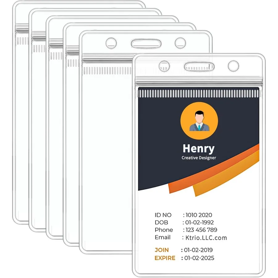 

Держатель бейджа в упаковке: пластиковый держатель бейджа, прозрачный водонепроницаемый держатель для удостоверений личности с закрывающейся молнией, вертикальная бирка Me Hol 2,5 x 3,8 дюйма