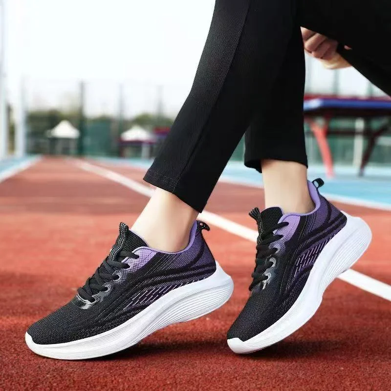 Women's Shoes New Fashion Breathable Casual Comfortable Sports Outdoor Knit Sneakers Lace-Up Casual Walking Shoes