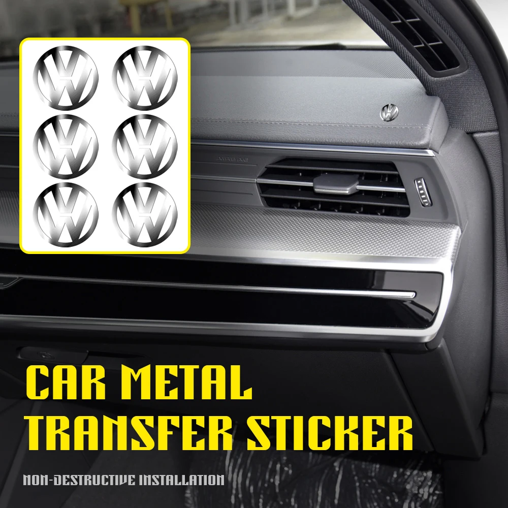 3D Aluminum Car Interior Stickers Emblem Decoration For Volkswagen VW Golf Polo Tiguan Passat Jetta Touran Beetle Sharan T-ROC R