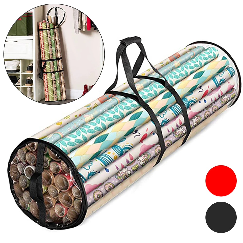 14-20 100cm Long Rolls Waterproof  Christmas Cylinder Gift Wrap Storage Clear Bag Wrapping Paper Storage Bag Organizer