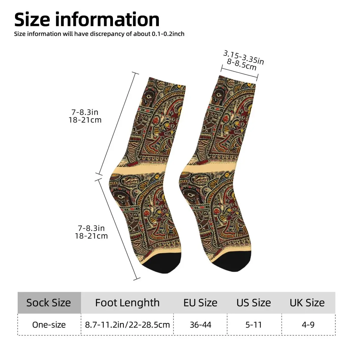 Ancient Indian Dance Culture Sock Printed Man Polyester