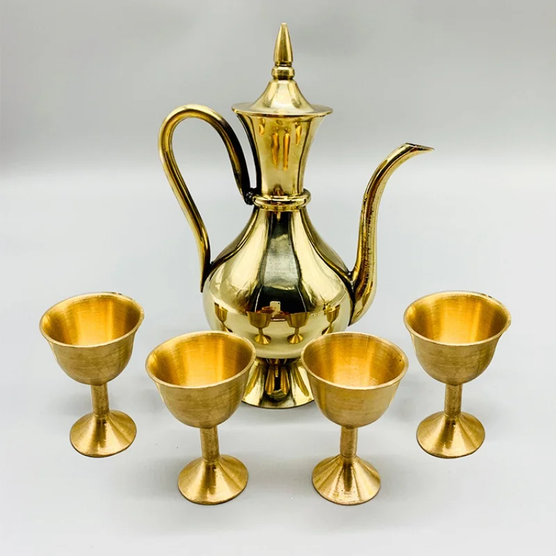 Brass Wine Pot Household Clear Wine Small Copper Wine Glass Water Cup Antique Pouring Wine Set