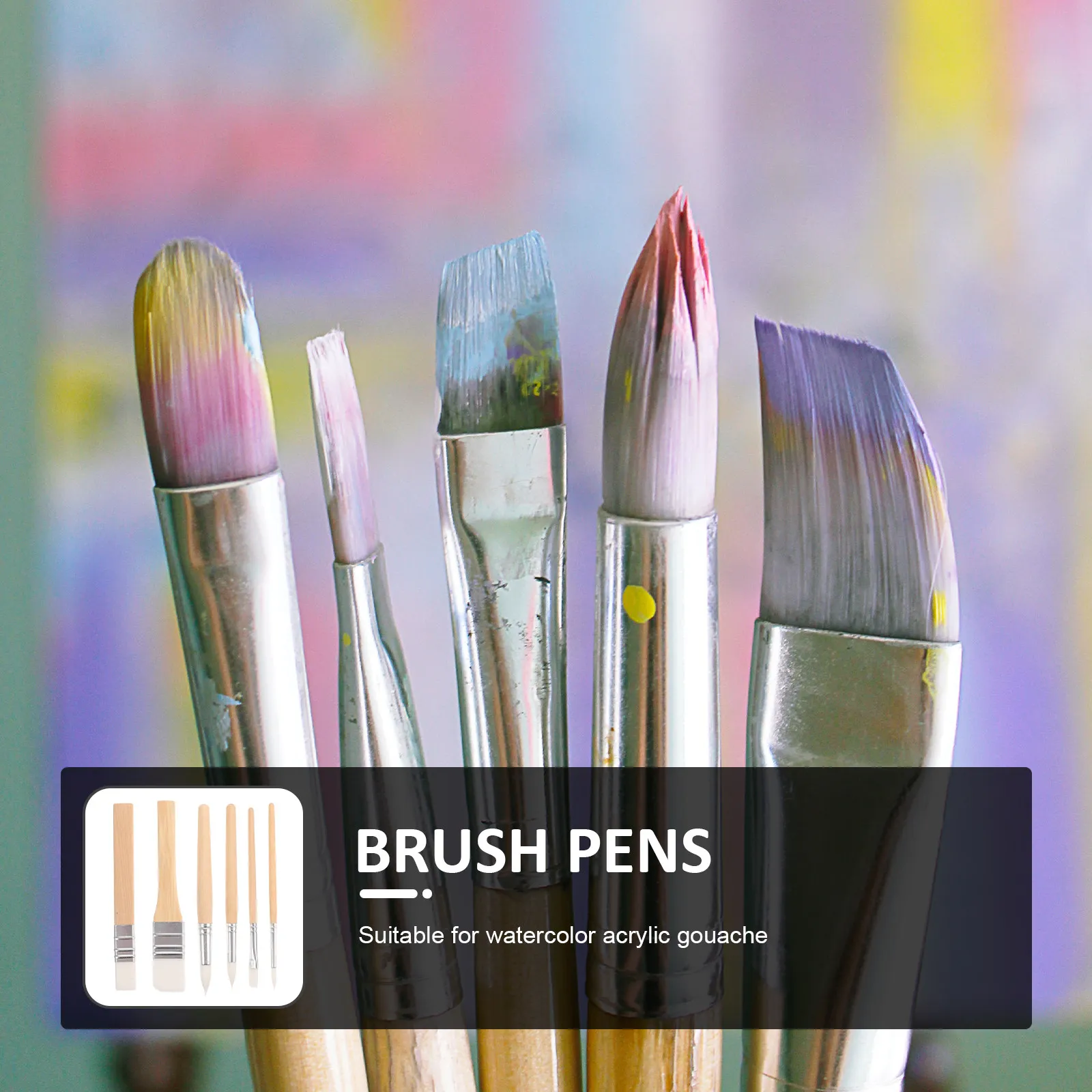6Pcs Watercolor Brush Pens Nylon Painting Tools Set Lightweight Portable for Outdoor Sketch Travel Art Learning Drawing Drafting