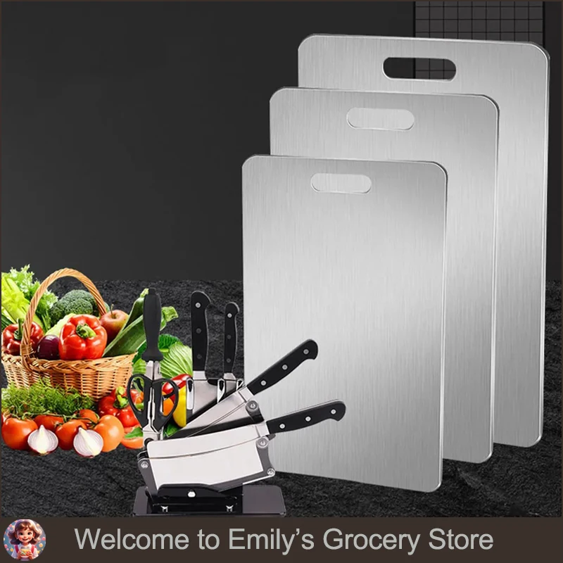 

Antibacterial and Mildew-proof 304Stainless Steel Double-sided Food-grade Fruit Cutting Board Suitable for Various Cooking Tasks