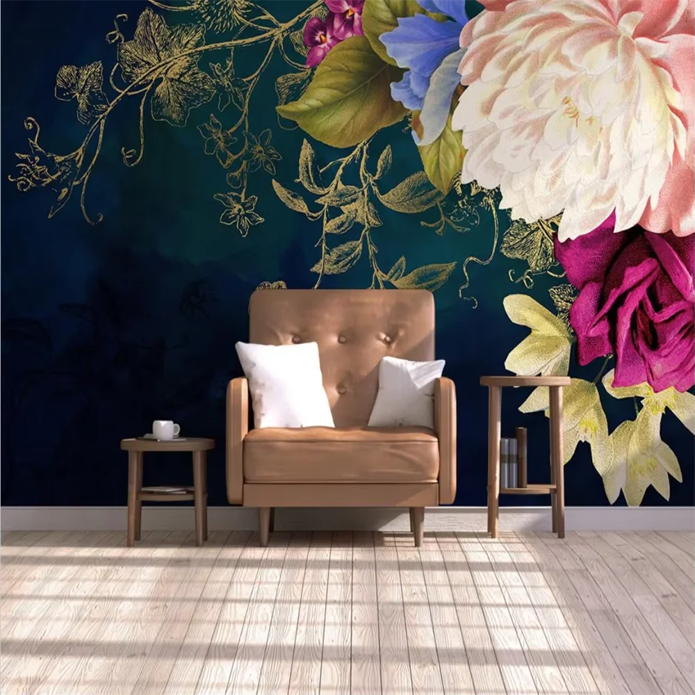 Custom 3D papel mural Wallpaper flower rose Photo Wall Painting wallpapers for Living Room Theme Hotel Luxury bedroom home decor