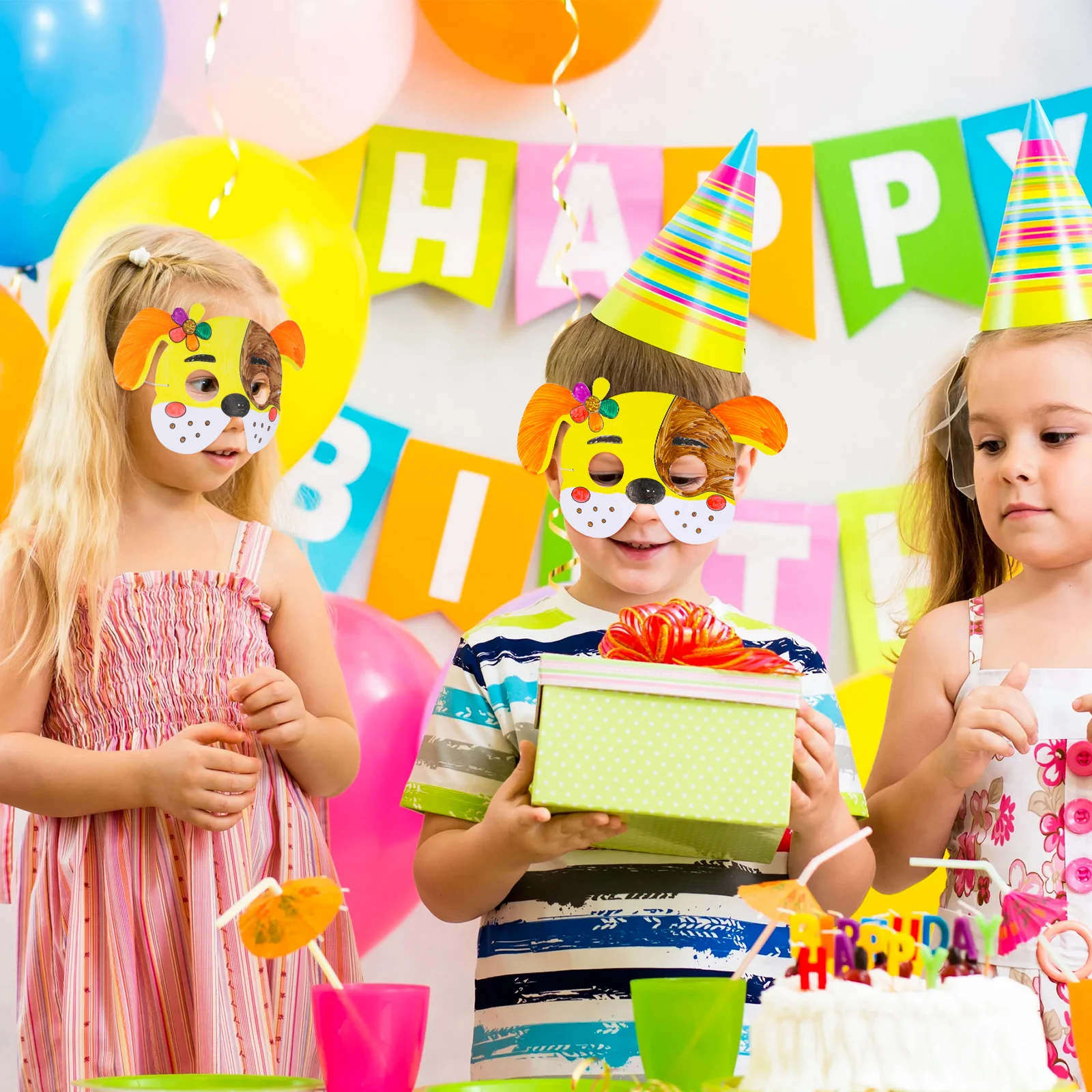 10Pcs DIY Blank Paper Dog Mask Creative Graffiti Painting Kit Kids Pretend Play Drawing Practice DIY Paper Blank Mask