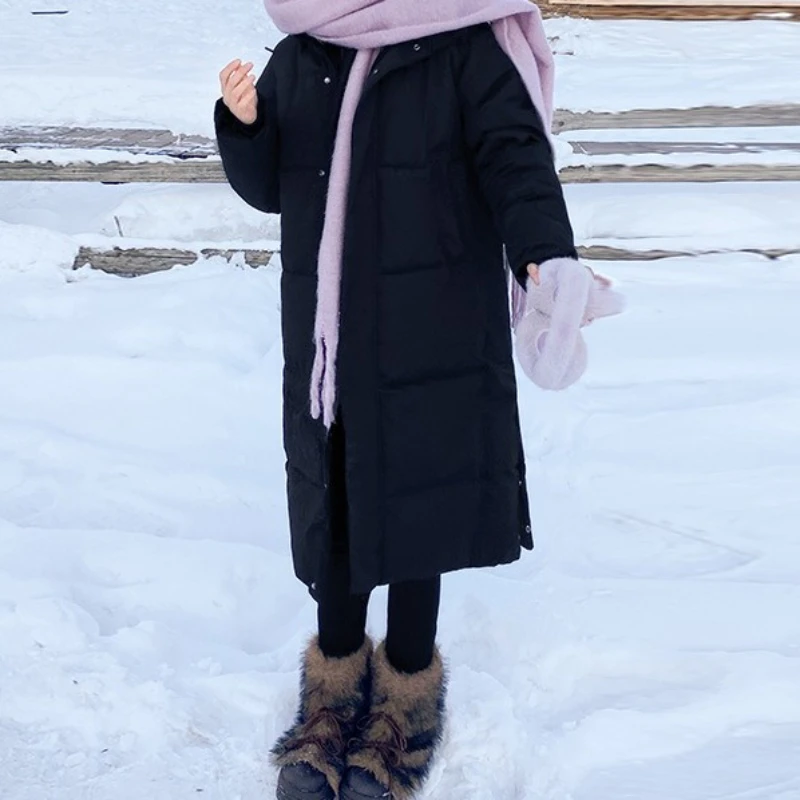 2025 Winter Fashion Loose Hooded Cotton-padded Jacket Women's Long Thick Warm Cotton-padded Jacket