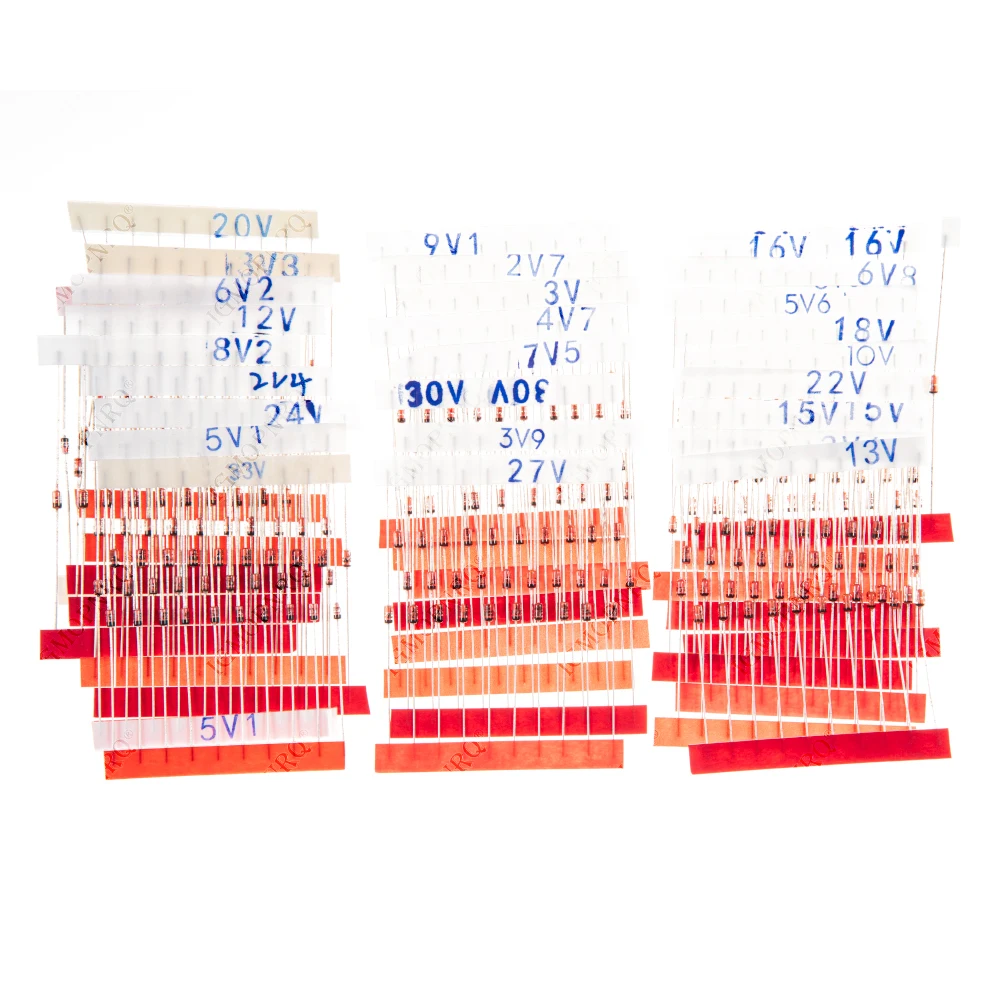 270pcs/lot 0.5W Zener Diode kit Assortment Set 1/2W 2V4-33V Zener Diode pack 12V 18V 5V1 5V6 3V3 3V6 4V3 4V7 6V2 6V8 7V5 20V 22V