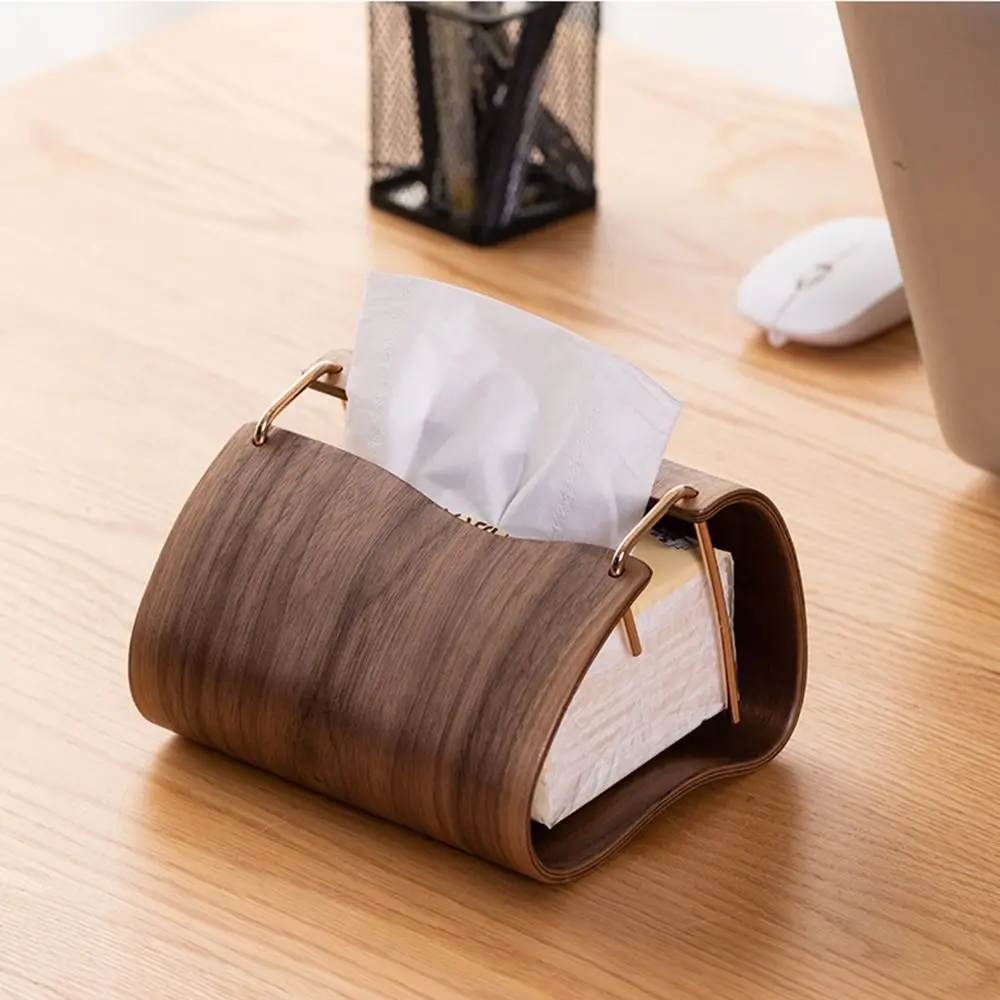 

Nordic Wooden Tissue Box Smooth Extraction Large Opening Paper Towel Case Space Saving Wood Grain Pattern Retro Napkin Holder