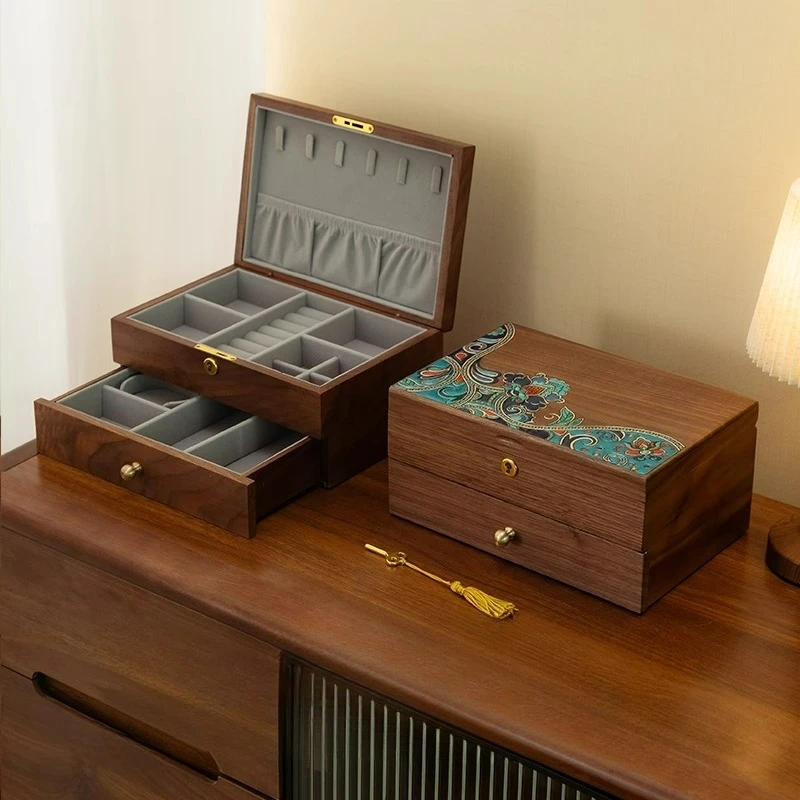

Jewelry box, wedding gift, hardware bracelet, Chinese high-end wedding solid wood storage box