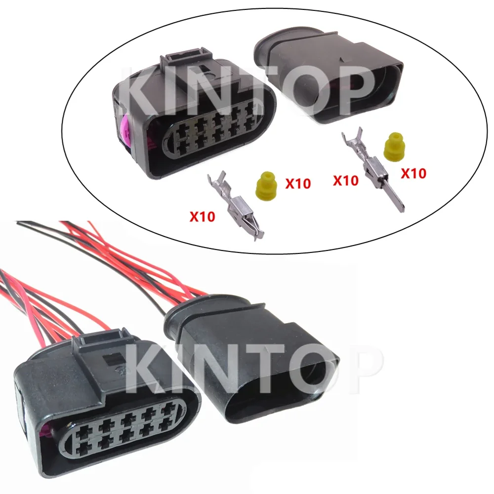 

1 Set 10 Pins Auto AC Assembly Connector 1J0973835 1J0973735 1813346-1 493577-1 Car Waterproof Socket Auto Headlight Cable Plug