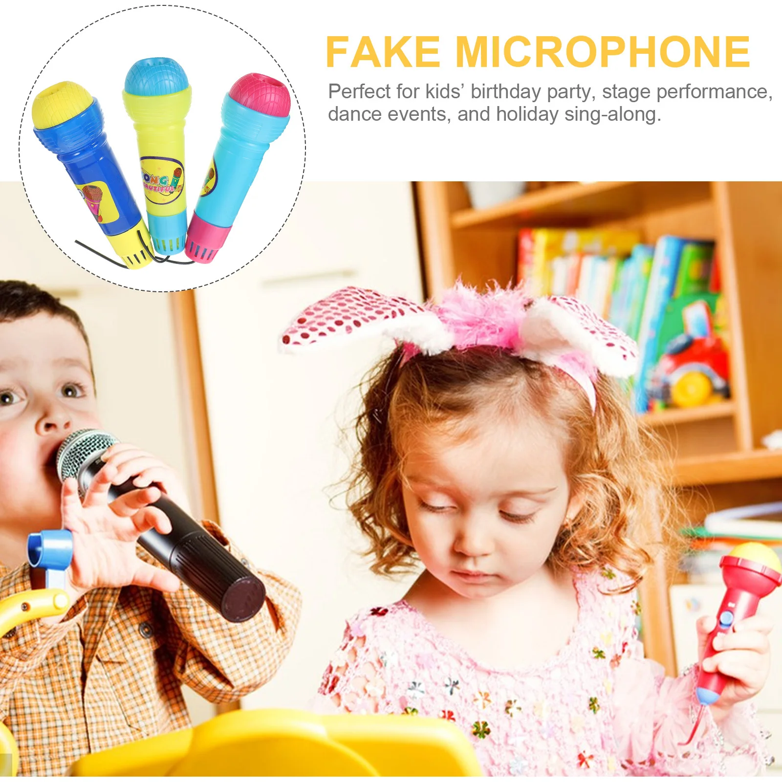

3Pcs Plastic Mighty Echo Microphone Playthings Creative Lifelike Design Safe Non-Toxic Material Ideal for Kids Gifts Parties