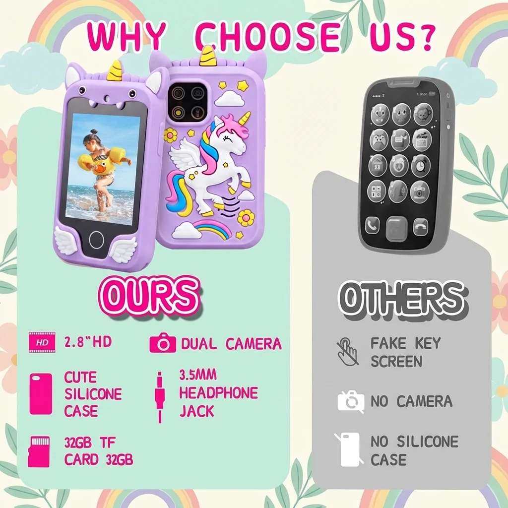 Neues Smartes Kinderspielzeug Cartoon-Einhorn Touchscreen Musik-Mobiltelefon Lernspielzeug für Kinder Jungen Mädchen Geburtstagsgeschenke