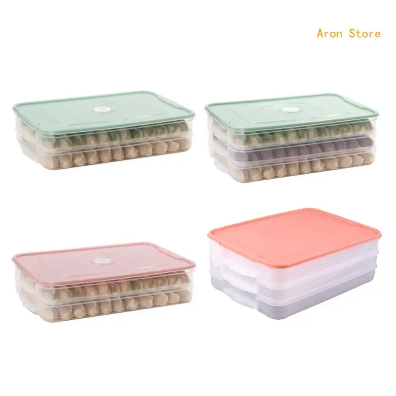 

Multi-Layer Refrigerator Dumplings Box with Lid Household Preservation Tray Plastic for Fresh for Case Stackable H3CF