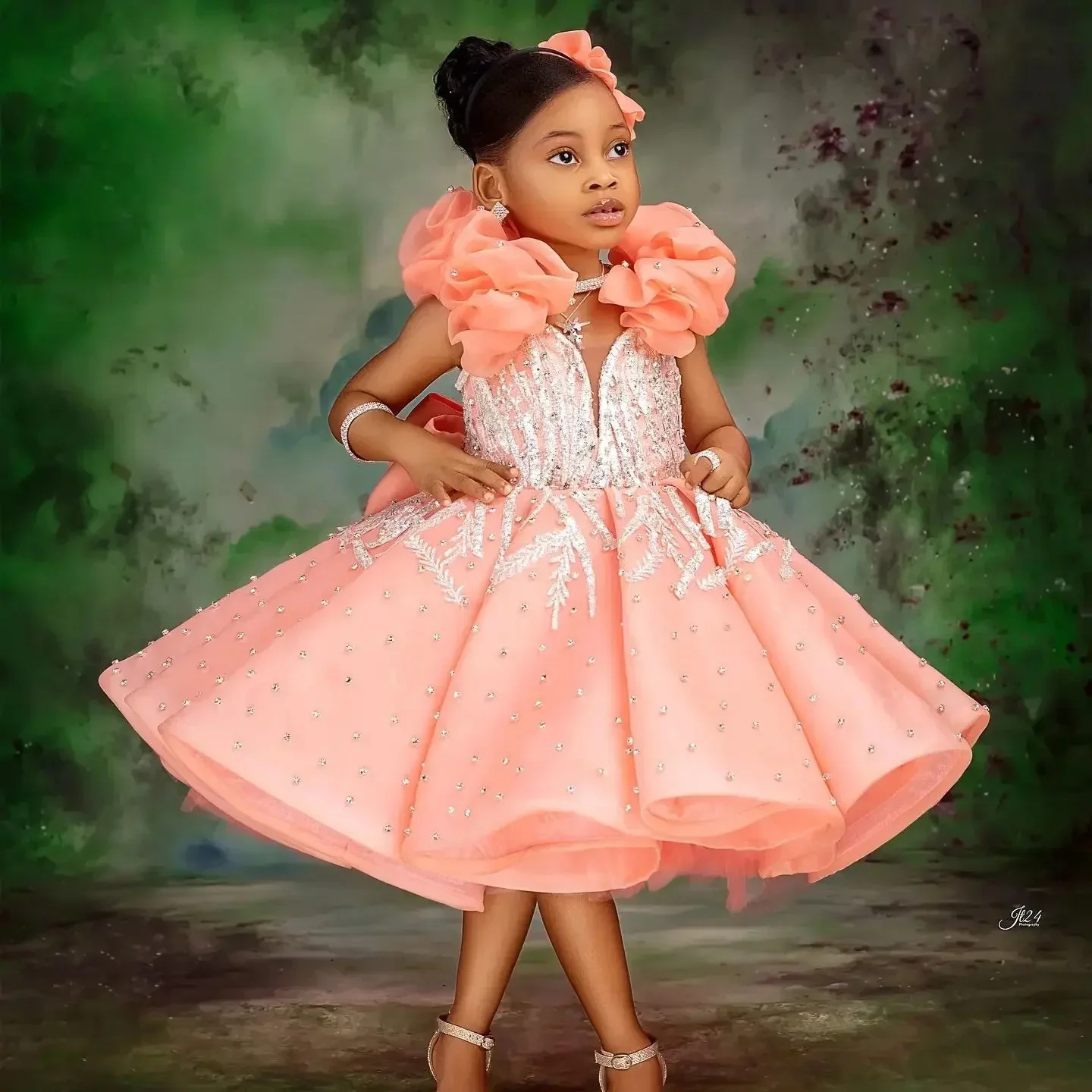 

Custom Flower Girl Dress Wedding Gown Birthday Party Pageant Dress Beaded Ruffle Lace Ball Gown For Girls فساتين بنات