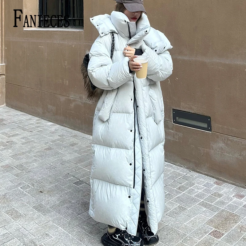 Пуховики Winter Thicken Warm Women Parkas Outwear Hooded Coat 2024 New Long Down Jacket Korean Loose Cotton Coat Ins 여성 겨울코트