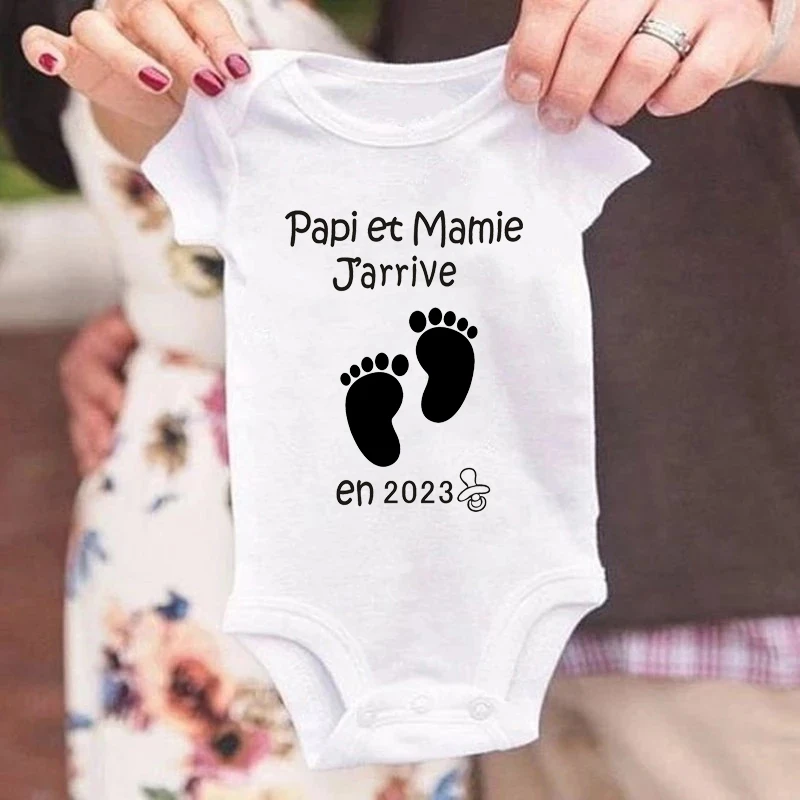 Grandpa&grandma Coming Soon 2023 Baby Announcement Bodysuit Newborn Jumpsuit Summer Unisex Romper Body Pregnancy Reveal Clothes