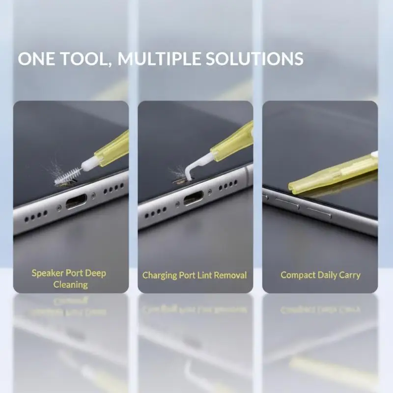 Soft Bristle 2 In 1 Dual Head Adjustable Cleaning Brush for Phone Speaker Earbuds Earphone PC Keyboard Cleaning Use