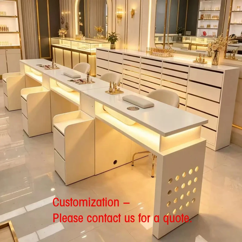 

custom.Simple Solid Wood Nail Table with Drawers, Large Capacity, Suitable Nail Salons and Nail Tools