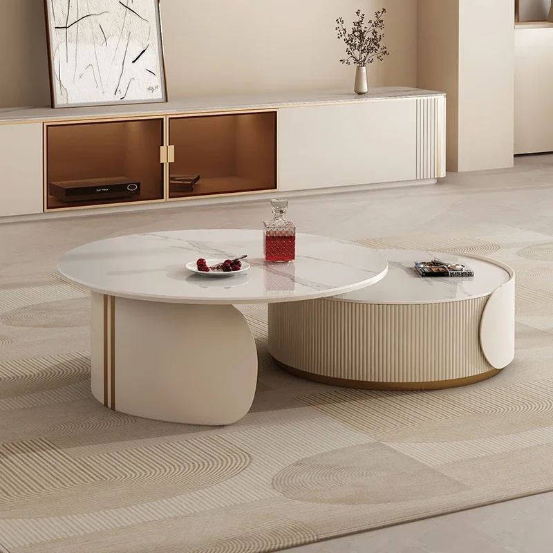 White Aesthetic Coffee Table Waterproof Organizer Space Saving Coffee Tables Nordic Round White Stolik Kawowy Unique Furniture