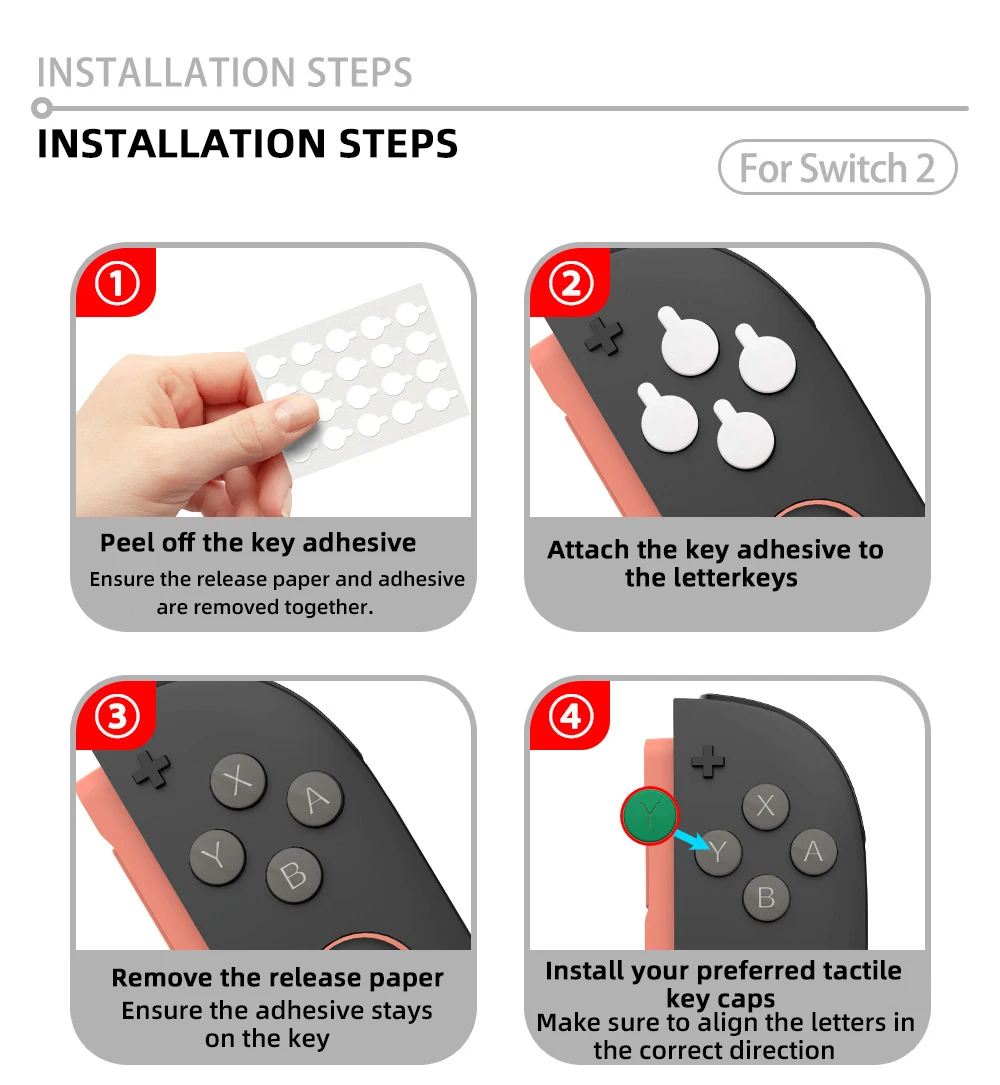 D-Pad Button Cap Set For Switch 2 Joy-Con Controller Directional & A/B/X/Y Button Cover For Switch2 Button Cover