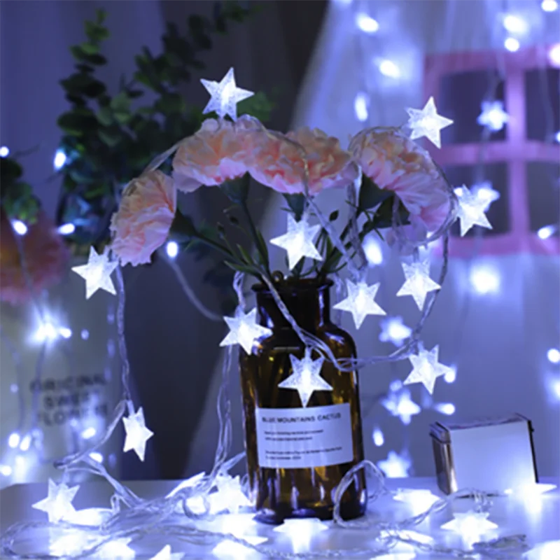 1.5m/3m/6m/10m LED Star String Lights Christmas Garland Battery box Powered Wedding Party Curtain String Fairy Lamps For Home