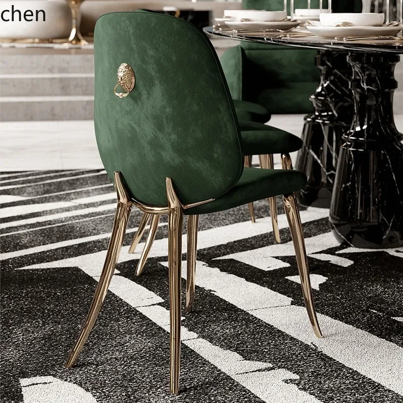 DSA   Leisure Chair Light Luxury Pure Copper Dining Chair Living Room Reception Backrest Makeup Upholstered Chair