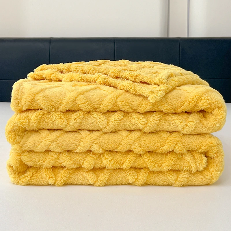 1pc Solid Color Blankets for Sofa Coral Fleece Blanket for Beds Soft Warm Bedspread for Winter Single/Queen/King Plaids/Blankets