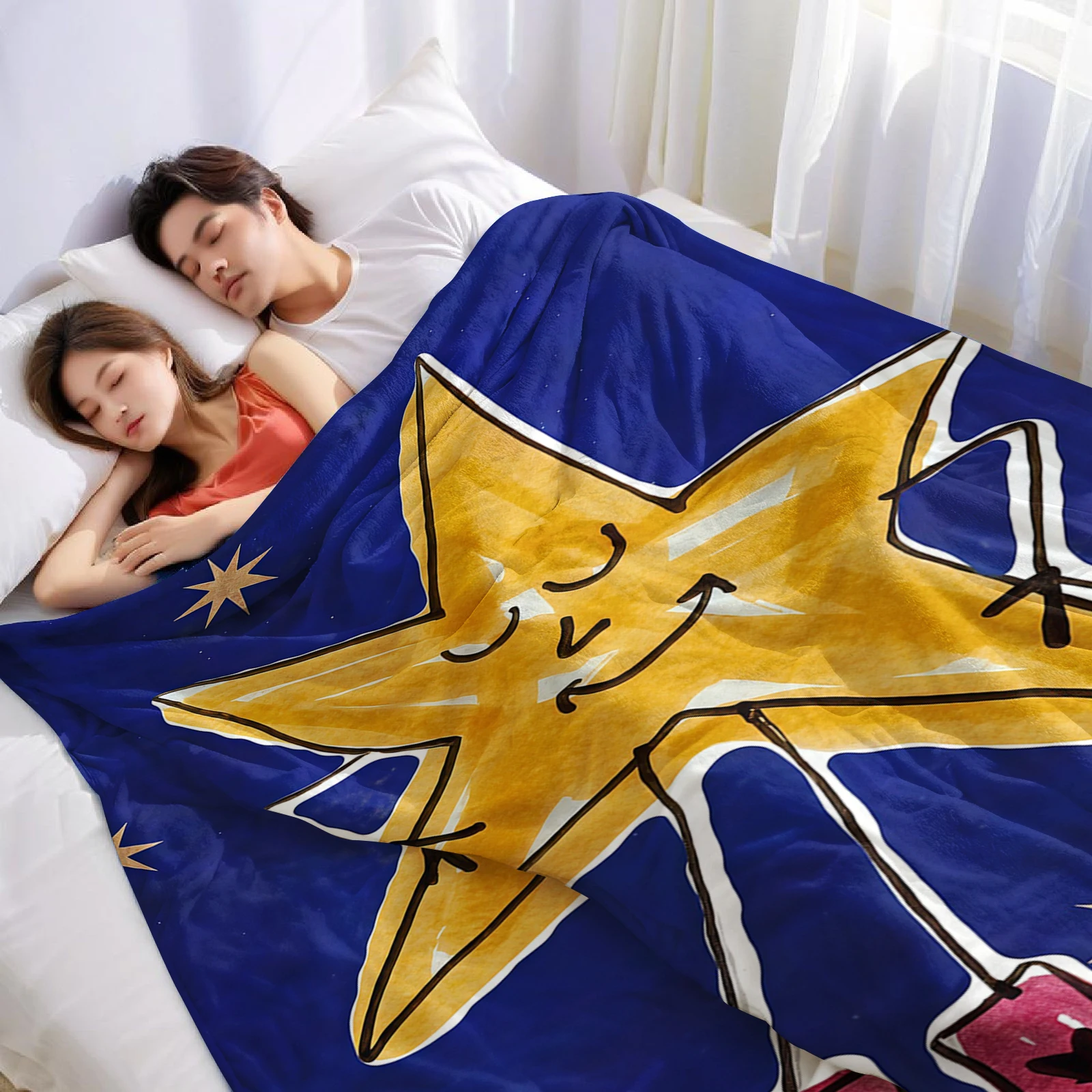 Star Boy Halloween Flannel Fleece Blanket Fluffy Warm Cozy Throw for Sofa Bedroom Home Holiday Decoration Gift