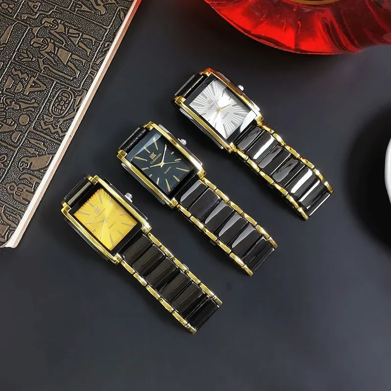 

Новые кварцевые часы, мужские модные роскошные деловые прямоугольные наручные часы, черное золото, часы для пар, подарки Reloj Hombre Montre Homme